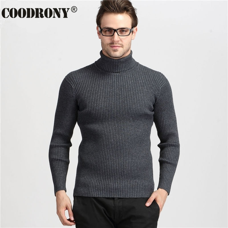 COODRONY téli vastag, meleg kasmír pulóver Férfi garbós férfi pulóverek Slim Fit pulóver Férfi klasszikus gyapjú kötöttáru Pull Homme