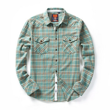 2022 Мъжка ежедневна карирана фланелена риза с дълги ръкави Нови есенни дрехи Топове Дълга риза Гърди Outwea Pocket Design Printed-Button