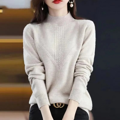 2023. gada jauni sieviešu džemperi ar O-veida kakla izgriezumu, rudens ziemas džemperi ar garām piedurknēm.