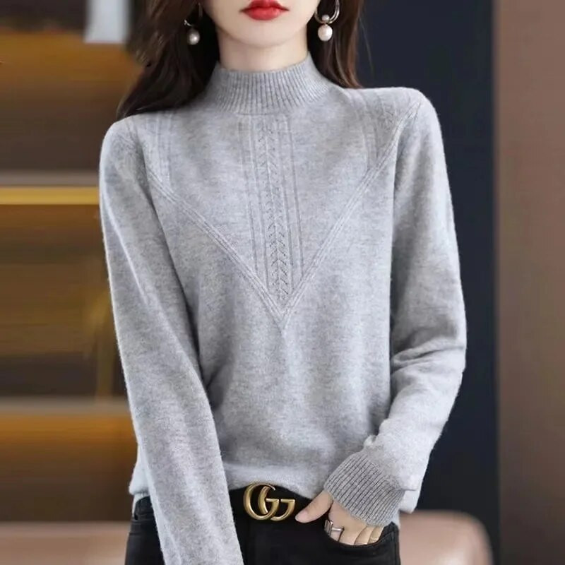 2023. gada jauni sieviešu džemperi ar O-veida kakla izgriezumu, rudens ziemas džemperi ar garām piedurknēm.