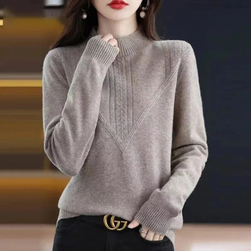 2023. gada jauni sieviešu džemperi ar O-veida kakla izgriezumu, rudens ziemas džemperi ar garām piedurknēm.