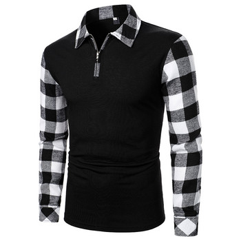 Ανδρικό πουκάμισο με φερμουάρ με μακρυμάνικο επαγγελματικό πουλόβερ μπλούζες επίσημη δουλειά καρό Splice μπλουζάκι για άνδρες με κανονική εφαρμογή