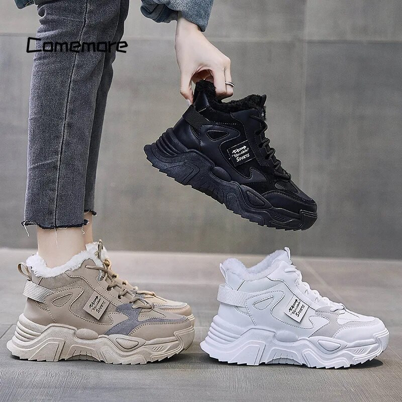 Έλα 2023 Νέα In Plus Βελούδινη Ζεστή Πλατφόρμα Αθλητικά Παπούτσια Γυναικεία Άνετα Μποτάκια Χιονιού Γυναικεία Χονδρά Αθλητικά Γυναικεία Χειμερινά Αθλητικά Παπούτσια