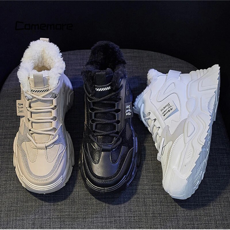 Έλα 2023 Νέα In Plus Βελούδινη Ζεστή Πλατφόρμα Αθλητικά Παπούτσια Γυναικεία Άνετα Μποτάκια Χιονιού Γυναικεία Χονδρά Αθλητικά Γυναικεία Χειμερινά Αθλητικά Παπούτσια