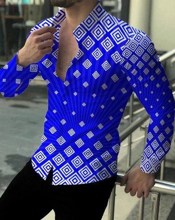 2023 Social Luxury Ανδρικά Σχεδιαστικά Ρούχα Χαβάης Κομψό Κλασικό Μόδα Κορυφαίο Νέο μακρυμάνικο εμπριμέ πουκάμισο για άνδρες