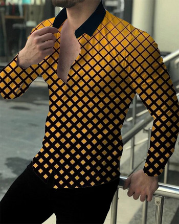 2023 Social Luxury Ανδρικά Σχεδιαστικά Ρούχα Χαβάης Κομψό Κλασικό Μόδα Κορυφαίο Νέο μακρυμάνικο εμπριμέ πουκάμισο για άνδρες