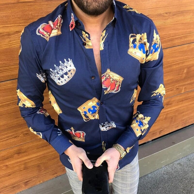 2023. gada sociālais luksusa vīriešu dizaineru apģērbs Havaju salu stilā Elegants klasisks modes tops jauns vīriešu krekls ar apdrukātu garām piedurknēm