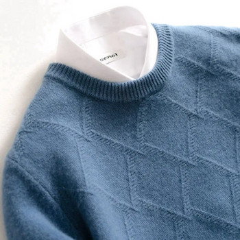 Ανδρικό πουλόβερ από κασμίρ 4XL, με λαιμόκοψη Ζεστό χοντρό, χαλαρό, φθινοπωρινό, χειμώνα, ανδρικό πλεκτό πουλόβερ από μάλλινο πουλόβερ