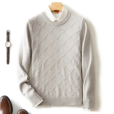 Ανδρικό πουλόβερ από κασμίρ 4XL, με λαιμόκοψη Ζεστό χοντρό, χαλαρό, φθινοπωρινό, χειμώνα, ανδρικό πλεκτό πουλόβερ από μάλλινο πουλόβερ