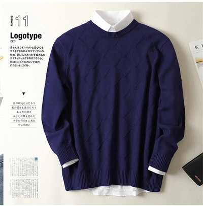 Ανδρικό πουλόβερ από κασμίρ 4XL, με λαιμόκοψη Ζεστό χοντρό, χαλαρό, φθινοπωρινό, χειμώνα, ανδρικό πλεκτό πουλόβερ από μάλλινο πουλόβερ