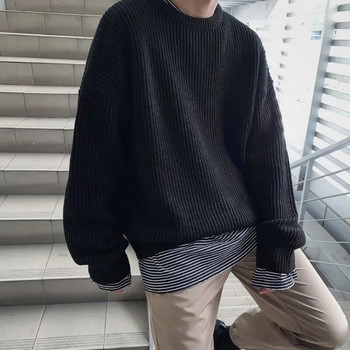 Νέο ανδρικό πουλόβερ Μόδα φθινοπώρου Μονόχρωμο Μάλλινο πουλόβερ Slim Fit Ανδρικά ρούχα Street Ανδρικό πλεκτό πουλόβερ Ανδρικό πουλόβερ ZZ