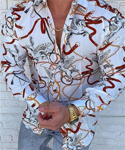 2023. gads. Jauns vīriešu krekls ar garām piedurknēm apdrukāts vīriešu sabiedriskais luksusa vīriešu dizaineru apģērbs Havajiešu mode Eleganta klasiskā mode