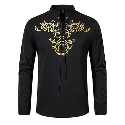 Ανδρικό ανοιξιάτικο πουκάμισο φθινόπωρο Social πουκάμισο φόρεμα Henley μόδα μακρυμάνικο επίσημο μπλουζάκι με κέντημα Ρούχα Casual camisa masculina