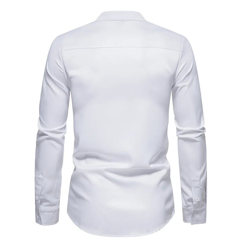 Ανδρικό ανοιξιάτικο πουκάμισο φθινόπωρο Social πουκάμισο φόρεμα Henley μόδα μακρυμάνικο επίσημο μπλουζάκι με κέντημα Ρούχα Casual camisa masculina
