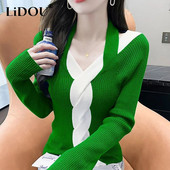 Φθινοπωρινό Χειμώνας Νέο σέξι πουλόβερ έξω από τους ώμους Γυναικεία λεπτή περιστασιακή μόδα Πλεκτό πουλόβερ Κορυφαία γυναικεία πουλόβερ