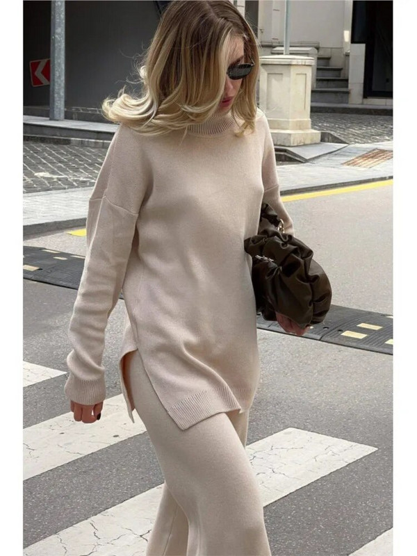 Κομψό γυναικείο πουλόβερ με μασίφ ζιβάγκο Φαρδύ μακρυμάνικο σπαστό πλεκτό πουλόβερ Νέα φθινοπωρινή χειμερινή casual γυναικεία χοντρά ζεστά μπλουζάκια