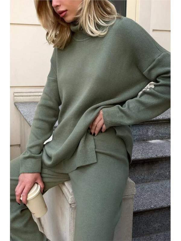 Κομψό γυναικείο πουλόβερ με μασίφ ζιβάγκο Φαρδύ μακρυμάνικο σπαστό πλεκτό πουλόβερ Νέα φθινοπωρινή χειμερινή casual γυναικεία χοντρά ζεστά μπλουζάκια