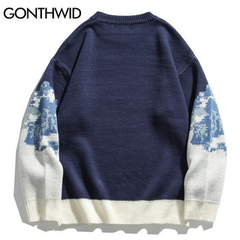 GONTHWID Snow Mountain Knitted Jumper Sweaters Streetwear Мъжки хип-хоп Harajuku Pullover Трикотаж Горнища Модни горни дрехи Мъжки