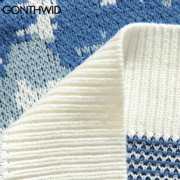 GONTHWID Snow Mountain πλεκτά πουλόβερ πουλόβερ Streetwear Ανδρικά χιπ χοπ Harajuku πουλόβερ Πλεκτά μπλουζάκια Μόδα Ανδρικά