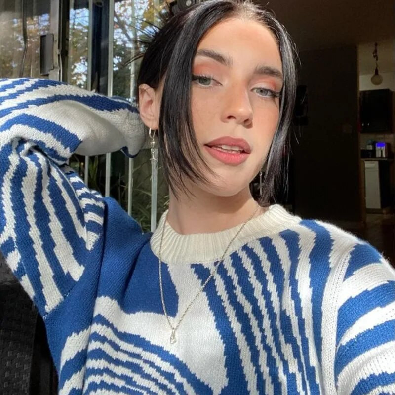 Estētisks sieviešu Harajuku vintage trikotāžas 2022. gada unisex korejiešu modes džemperi, vīriešu, japāņu ielu apģērbu dizaineru džemperi