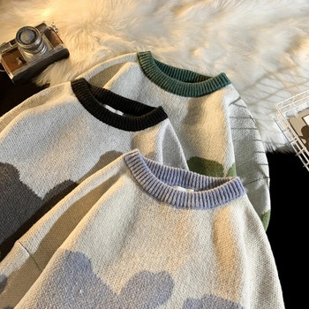 Ανδρικό Πλεκτό Πλεκτό Πλεκτό Πουλόβερ με Αντρικό Κοντράστ Harajuku Μόδα Πουλόβερ Πουλόβερ Ρετρό Y2K Ρούχα blusa de frio masculino