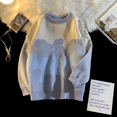 Ανδρικό Πλεκτό Πλεκτό Πλεκτό Πουλόβερ με Αντρικό Κοντράστ Harajuku Μόδα Πουλόβερ Πουλόβερ Ρετρό Y2K Ρούχα blusa de frio masculino