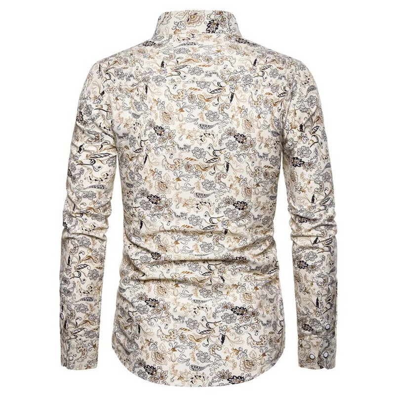 Vīriešu krekls ar garām piedurknēm Havaju salu vasaras ikdienas krekli ar ziediem vīriešiem ML03