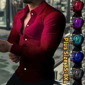 Jauni gaiši grezni vīriešu krekli Ikdienas krekli ar svītru apdruku, topi ar garām piedurknēm vīriešu apģērbi klubs izlaiduma kardigānu topi XS-8XL