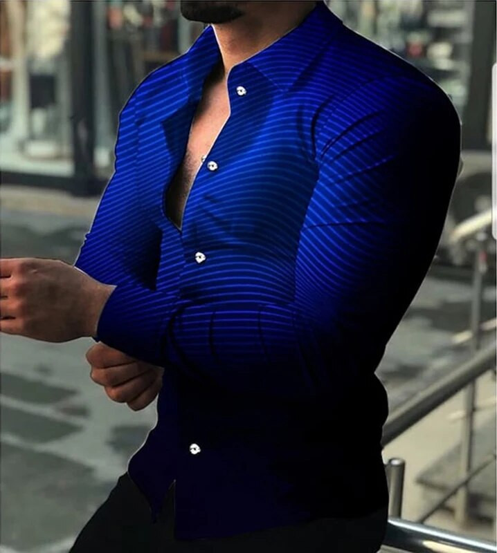 Jauni gaiši grezni vīriešu krekli Ikdienas krekli ar svītru apdruku, topi ar garām piedurknēm vīriešu apģērbi klubs izlaiduma kardigānu topi XS-8XL