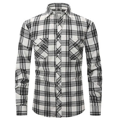 Rudens vīriešu flaneļa rūtains krekls ar garām piedurknēm ikdienas pogām ASV regulāri pieguļošs izmērs S līdz 2XL, klasisks rūtains, dubultā kabatas dizains