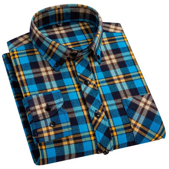 Плюс размер 8XL 7XL Мъжки карирани ризи Нова есенна ежедневна модна карирана риза с дълги ръкави Slim Fit 100% памучна мека мъжка фланелена риза