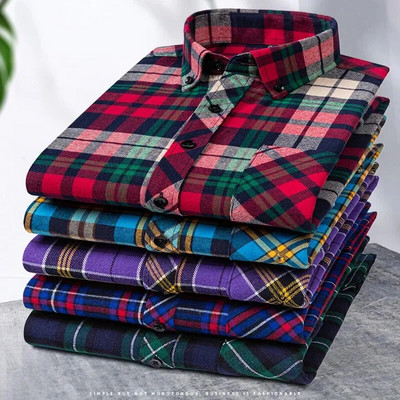 Ανδρικά καρό πουκάμισα Plus Size 8XL 7XL Νέο φθινοπωρινό casual μακρυμάνικο καρό Fashion Slim Fit 100% βαμβακερό μαλακό ανδρικό φανελένιο πουκάμισο