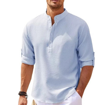 2024 Нова мъжка риза с яка с дълга яка Тениска Мъжка риза с дълъг ръкав Мъжка ежедневна риза Топ мъжка горна мъжка риза с дълъг ръкав S-5XL