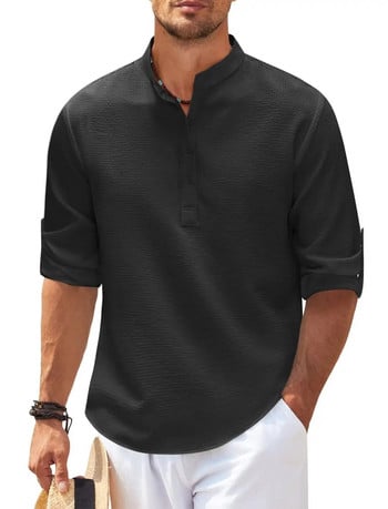 2024 Нова мъжка риза с яка с дълга яка Тениска Мъжка риза с дълъг ръкав Мъжка ежедневна риза Топ мъжка горна мъжка риза с дълъг ръкав S-5XL