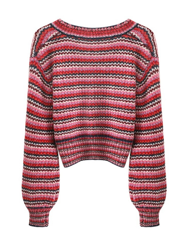 Πουλόβερ για γυναίκες μόδα 2023 Μακρυμάνικο ριγέ συνονθύλευμα Κομψό γυναικείο πουλόβερ πλεκτό Φθινοπωρινό Χειμώνα Streetwear C-056