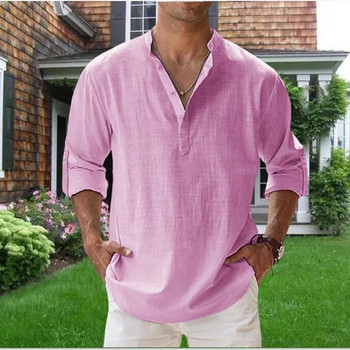 Ανδρική μπλούζα υψηλής ποιότητας Βαμβακερό λινό πουκάμισο Casual φαρδιά μπλούζες μακρυμάνικο μπλουζάκι άνοιξη φθινόπωρο Leisure Όμορφα ανδρικά πουκάμισα