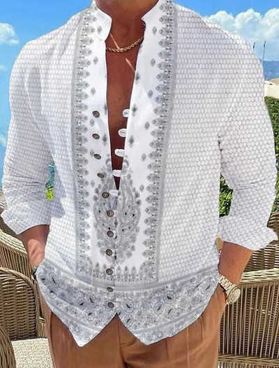 Vasaras vīriešu krekli, balti 3D druka