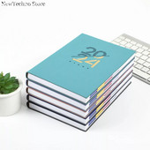 2024. gada janvāris–decembris Plānotājs angļu valodas piezīmju grāmatiņa A5 PU ādas vāks Skolas dienas kārtības plāns Iknedēļas ikmēneša dienasgrāmatas organizators