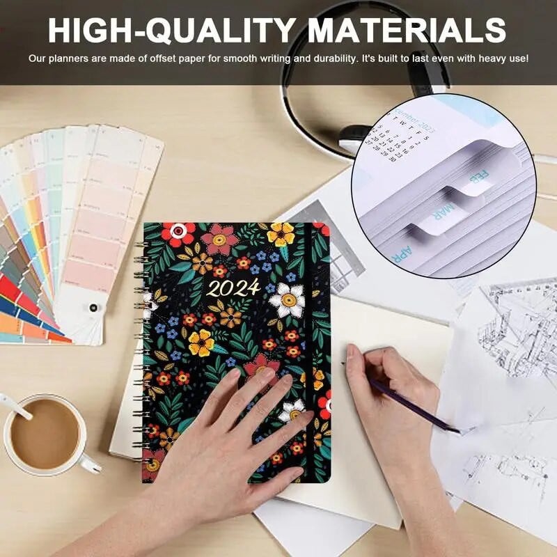 Spiral Notepad 2024 Agenda Book Daily Notebook Delicate Planner Students Τετράδια χρονοδιαγράμματος πολλαπλών λειτουργιών