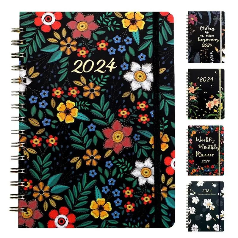 Spiral Notepad 2024 Agenda Book Daily Notebook Delicate Planner Students Τετράδια χρονοδιαγράμματος πολλαπλών λειτουργιών