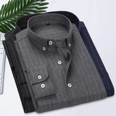 Triibuline pikkade varrukatega meeste särk 100% puuvillane kevadsügis uus mood äri vabaaja meeste brändi õhuke särk M-5XL