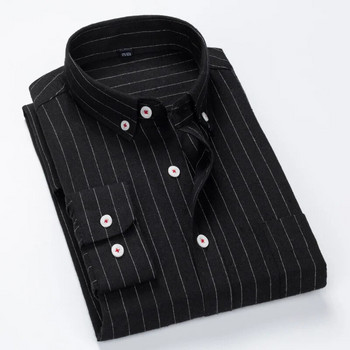 Ριγέ μακρυμάνικο ανδρικό πουκάμισο 100% βαμβάκι Άνοιξη Φθινόπωρο Νέα Μόδα Business Casual Ανδρικό Slim πουκάμισο M-5XL