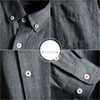 Раирана мъжка риза с дълги ръкави 100% памук Пролет Есен Нова модна бизнес ежедневна мъжка тънка риза M-5XL