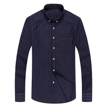 Ριγέ μακρυμάνικο ανδρικό πουκάμισο 100% βαμβάκι Άνοιξη Φθινόπωρο Νέα Μόδα Business Casual Ανδρικό Slim πουκάμισο M-5XL