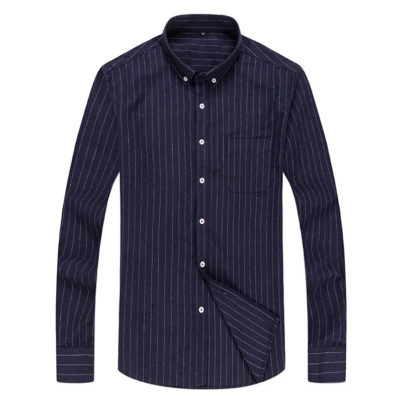 Triibuline pikkade varrukatega meeste särk 100% puuvillane kevadsügis uus mood äri vabaaja meeste brändi õhuke särk M-5XL