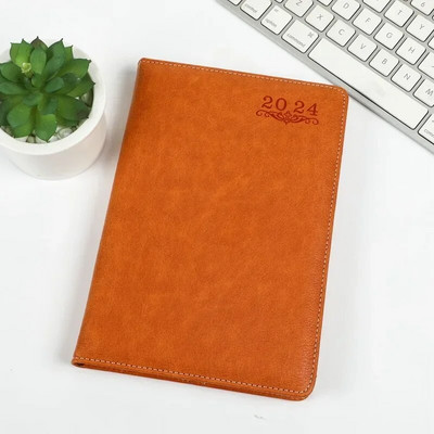 2024 Ādas angļu spāņu A5 Gada kalendāra grāmata Dienas plānotājs Dienas kārtība Grāmatu plānotājs Piezīmju grāmatiņas Žurnāli Dienas plāns