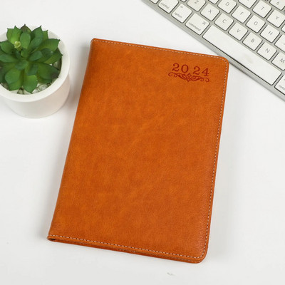 2024 Ādas angļu spāņu A5 Gada kalendāra grāmata Dienas plānotājs Dienas kārtība Grāmatu plānotājs Piezīmju grāmatiņas Žurnāli Dienas plāns