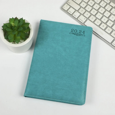 2024 Ādas angļu spāņu A5 Gada kalendāra grāmata Dienas plānotājs Dienas kārtība Grāmatu plānotājs Piezīmju grāmatiņas Žurnāli Dienas plāns
