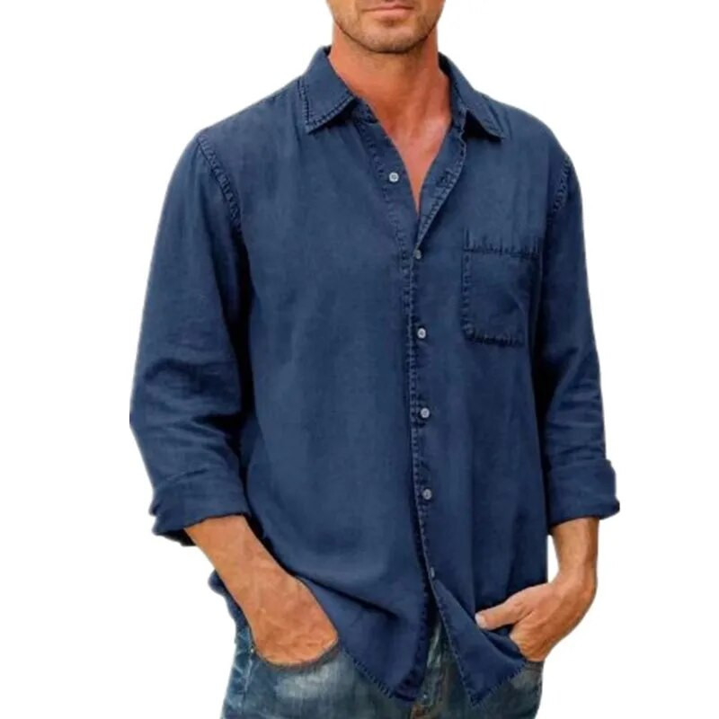 Vīriešu ikdienas krekli 2023. gada jauns vienkrāsains vienkāršs klasisks, šaurs atloks vīriešu apģērba krekls ar pogu Khaki melns pelēks zils