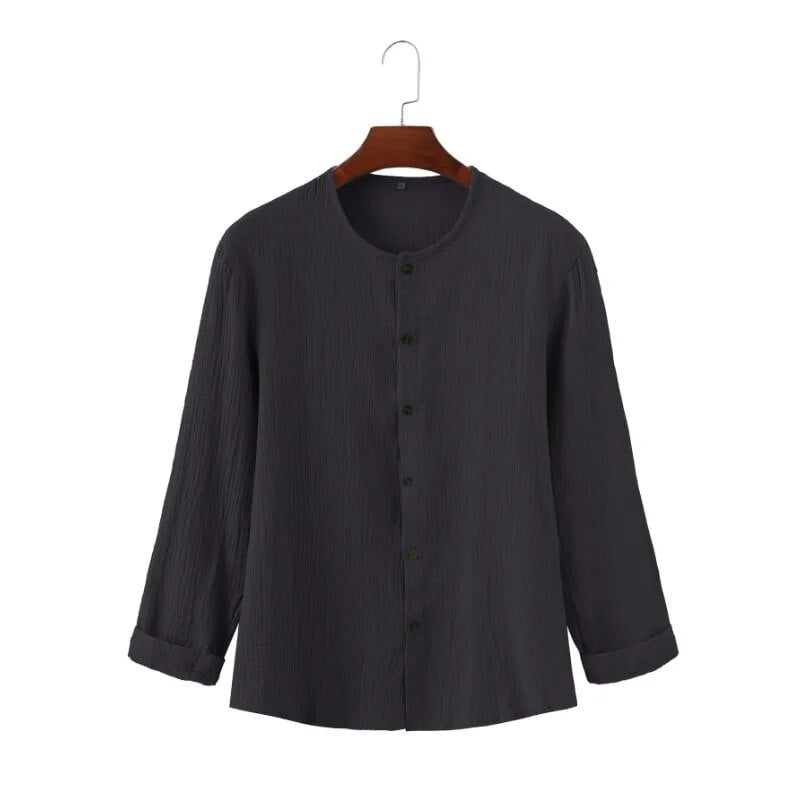 Muška košulja dugih rukava Vintage s volanima s okruglim izrezom Intage Vintage kardigan s jednim kopčanjem Meka ležerna široka majica Gornja muška odjeća